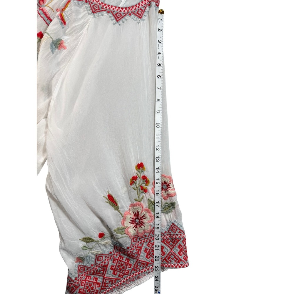 Johnny Was White Floral Embroidered Tunic with Pink and Red Accents - Picture 11 of 16
